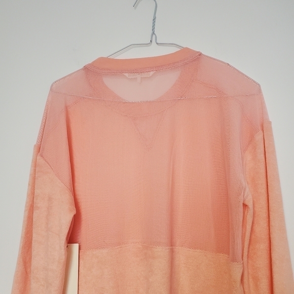 C&C California Peach Mesh and Terry cloth Crewneck Sweater - Picture 4 of 15